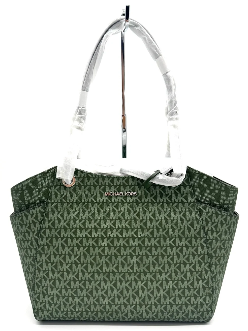 Michael Kors Jet Set Large Signature Logo Shoulder Bag - Amazon Green